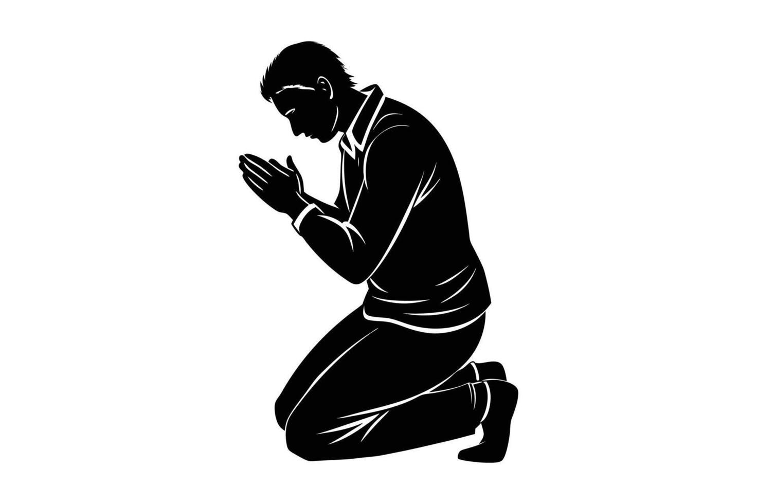 A man Praying Silhouette Illustrations and Vectors. vector