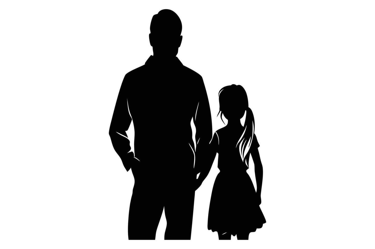 Father daughter silhouette on a white background vector