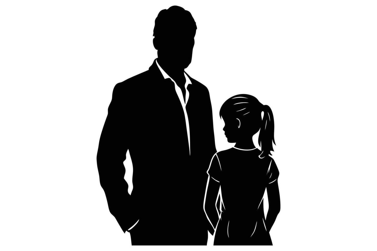 Father daughter silhouette on a white background vector
