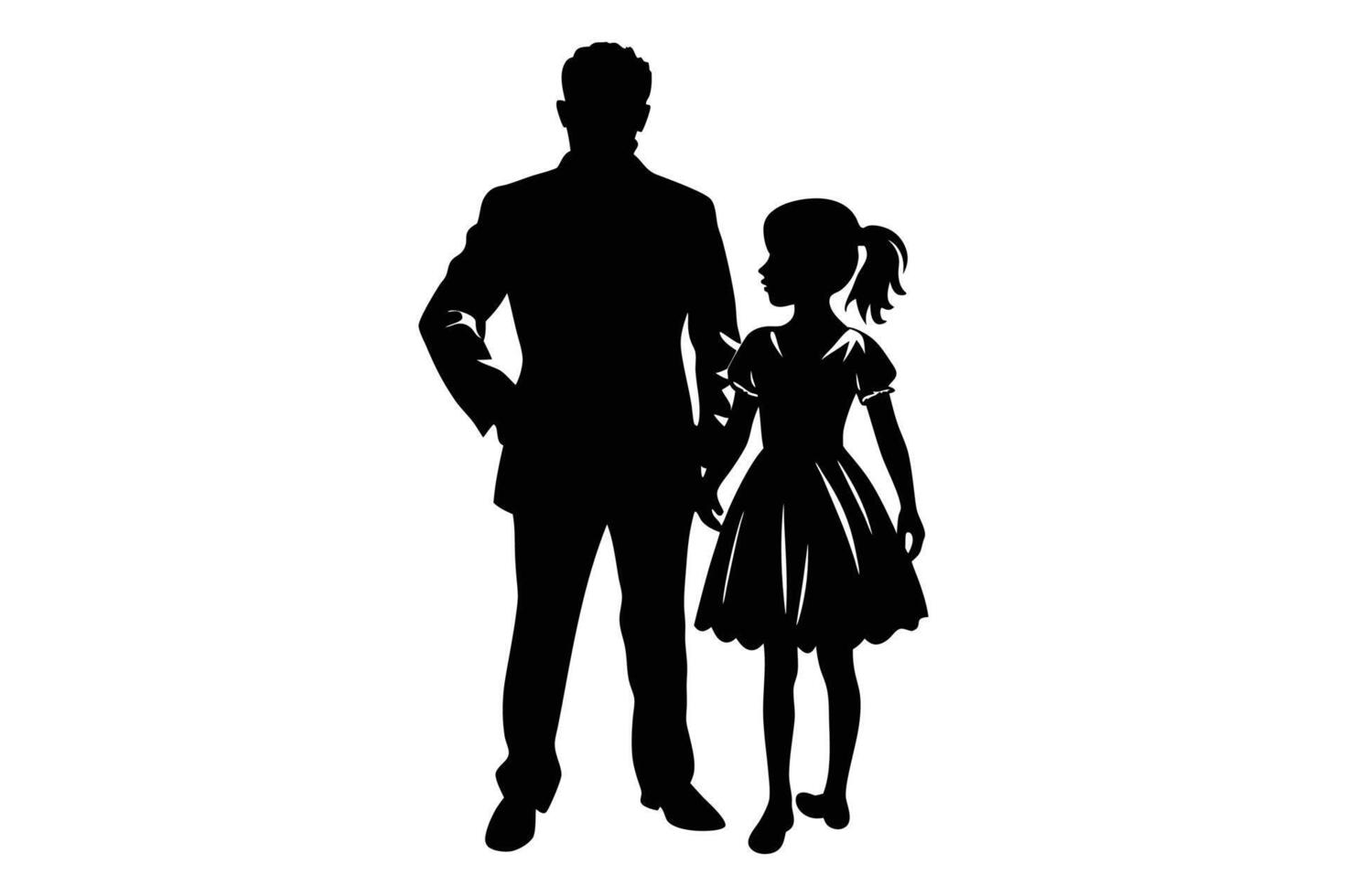 Father daughter silhouette on a white background vector