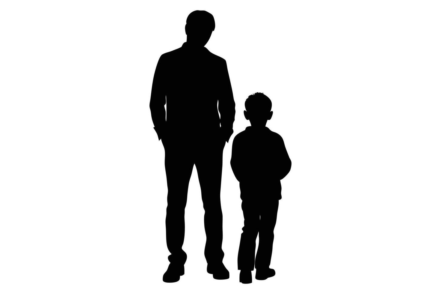 father and son silhouette vector