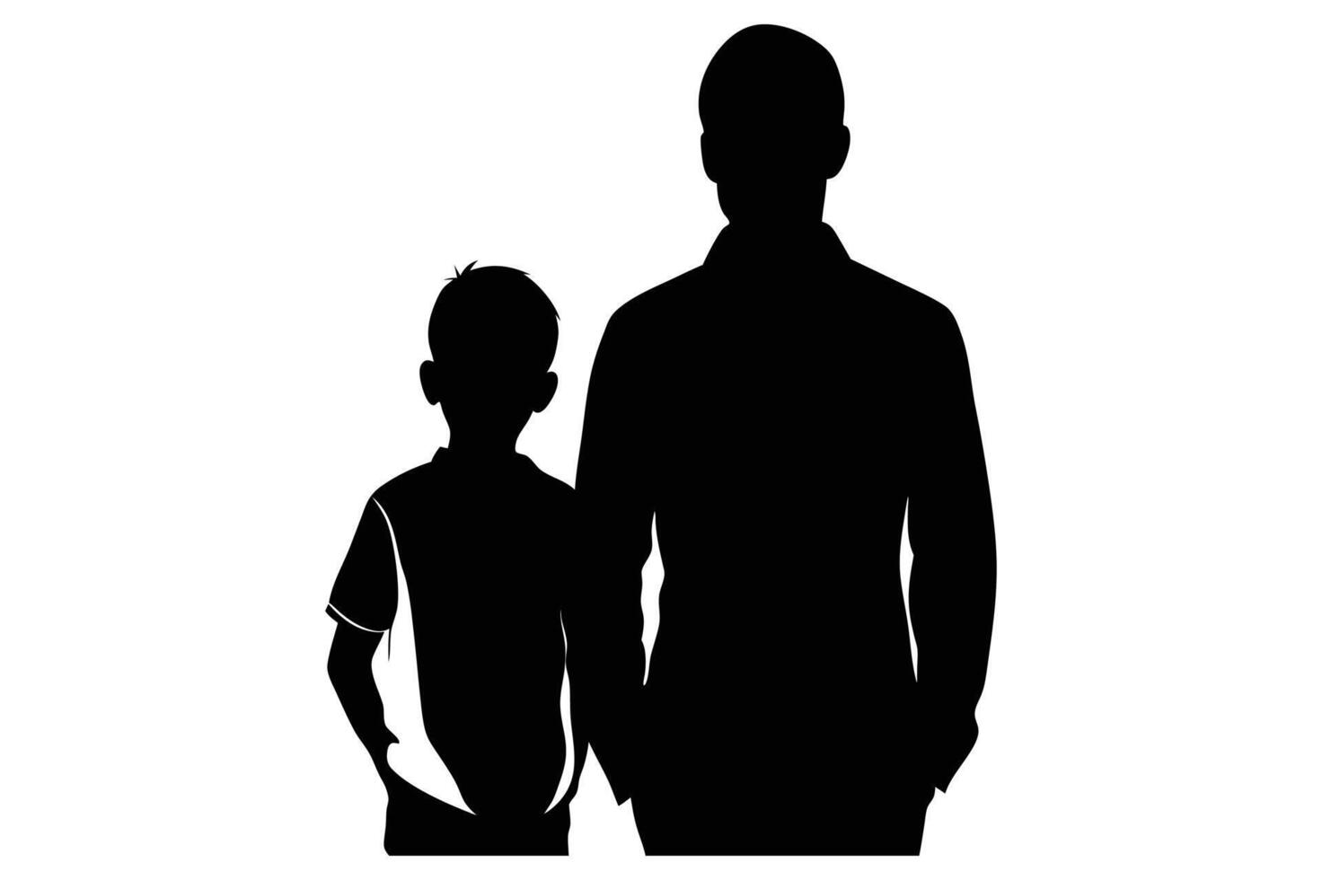 father and son silhouette vector