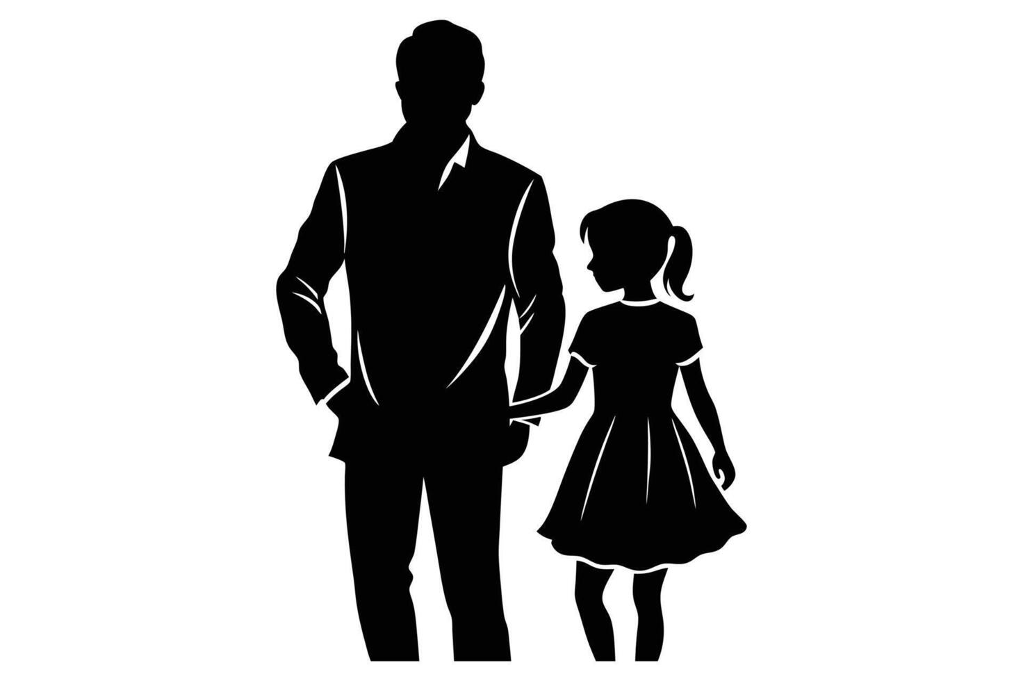 Father daughter silhouette on a white background vector