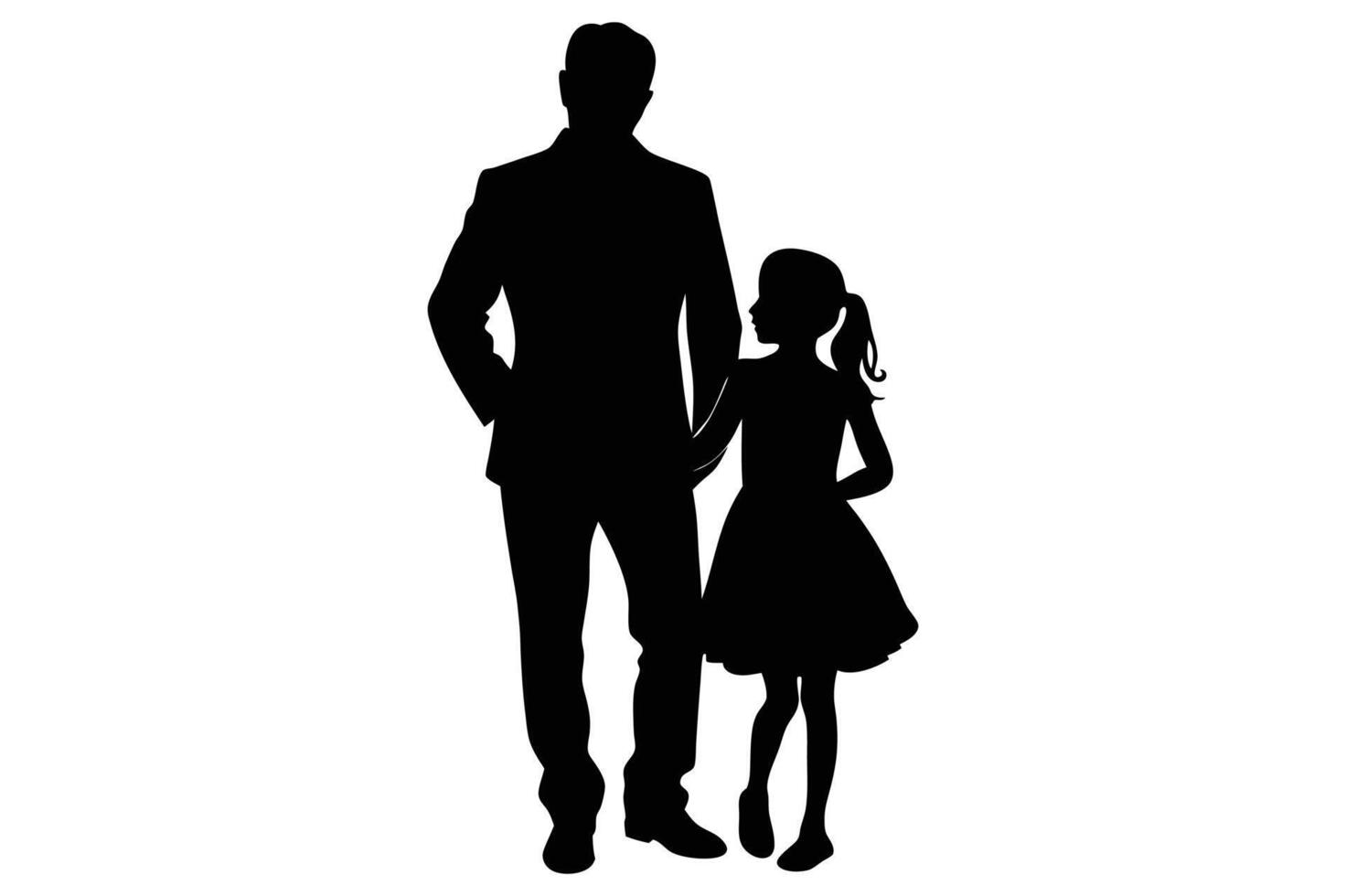 Father daughter silhouette on a white background vector