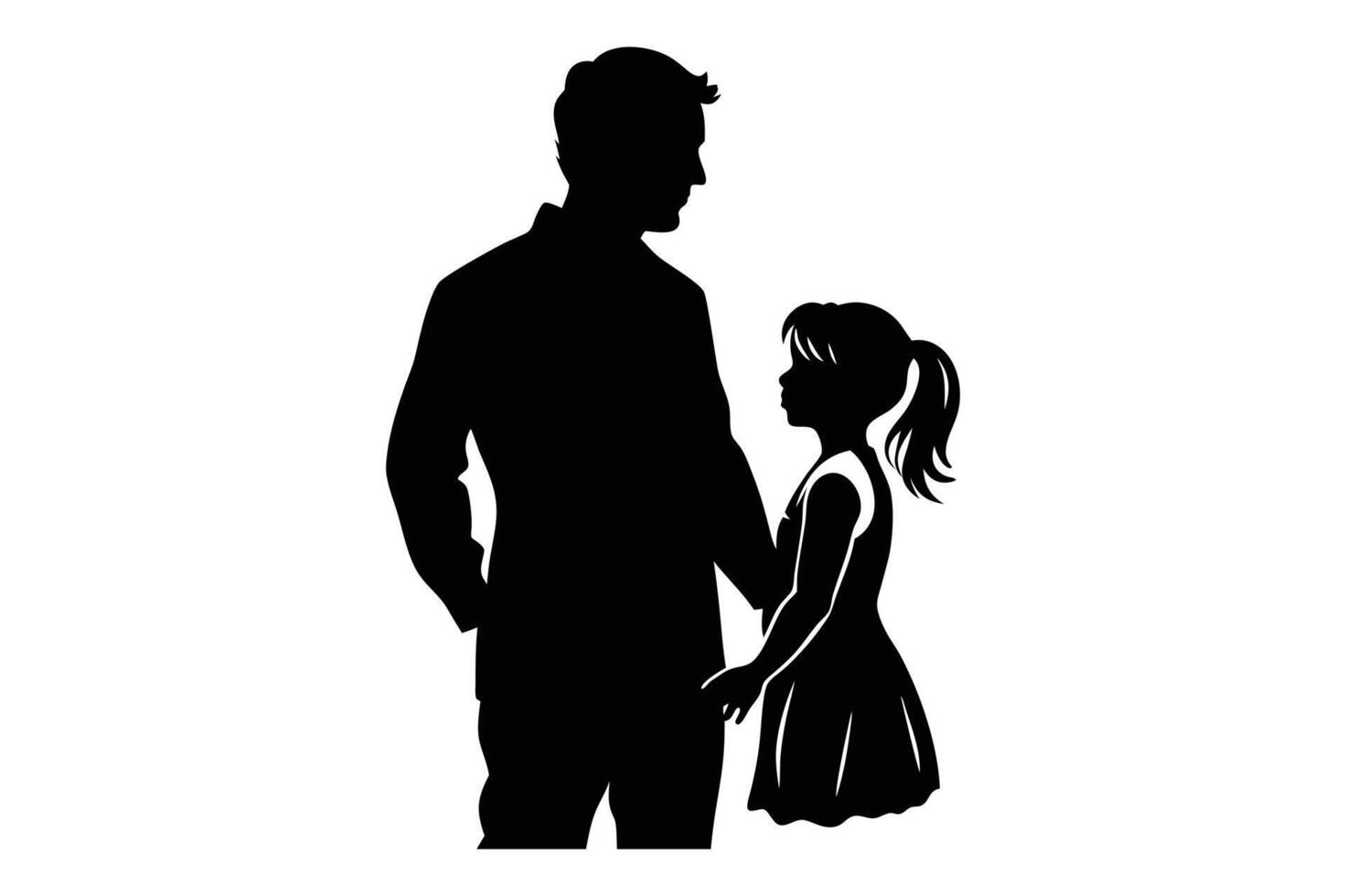 Father daughter silhouette on a white background vector