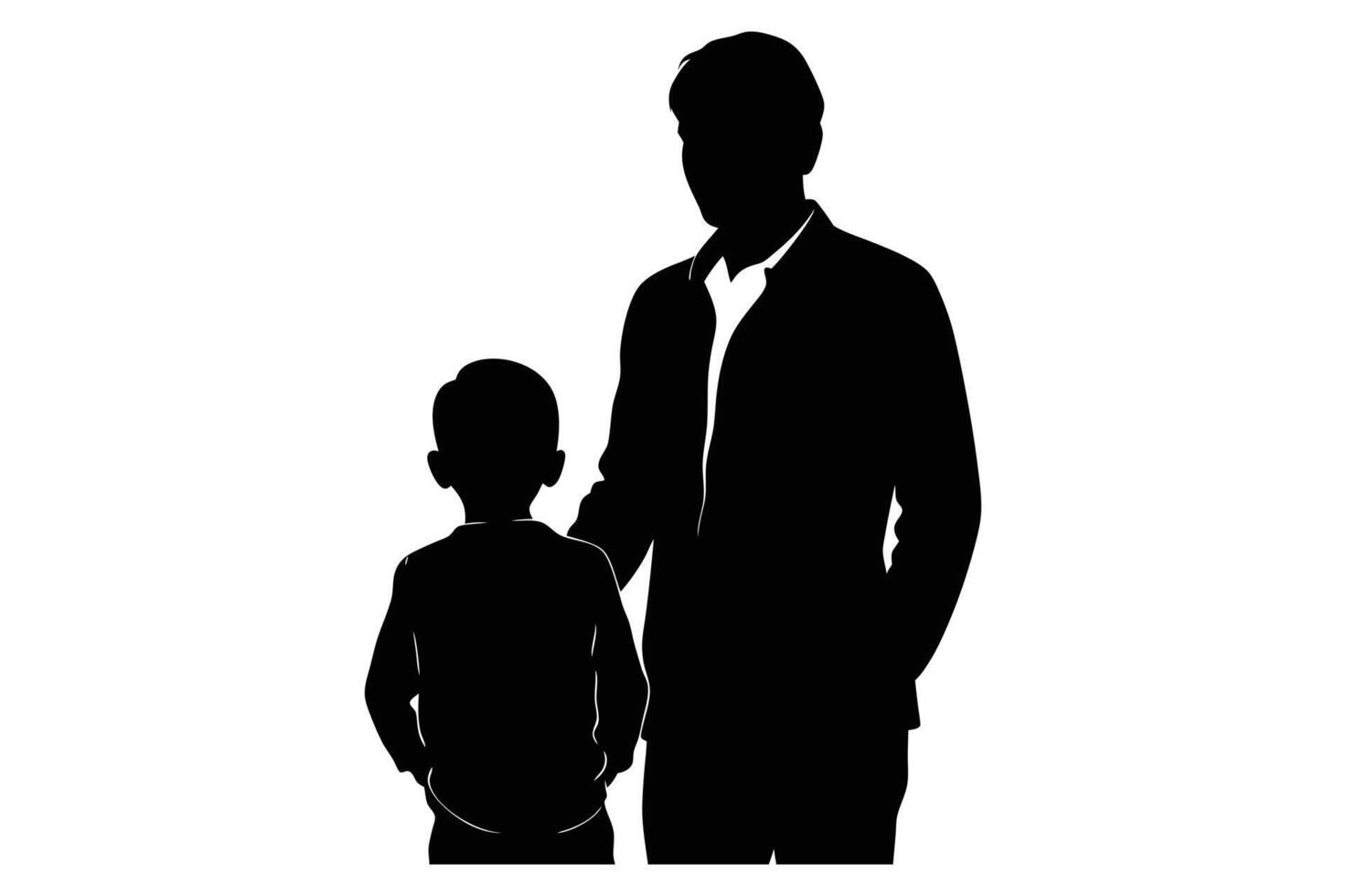 father and son silhouette vector
