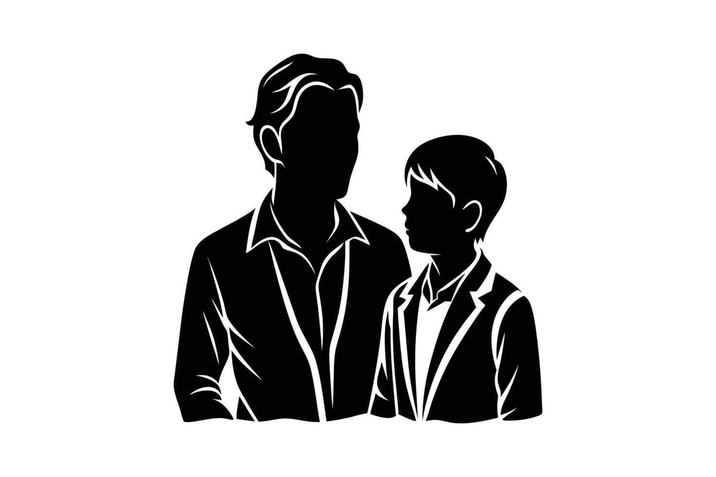 father and son silhouette vector