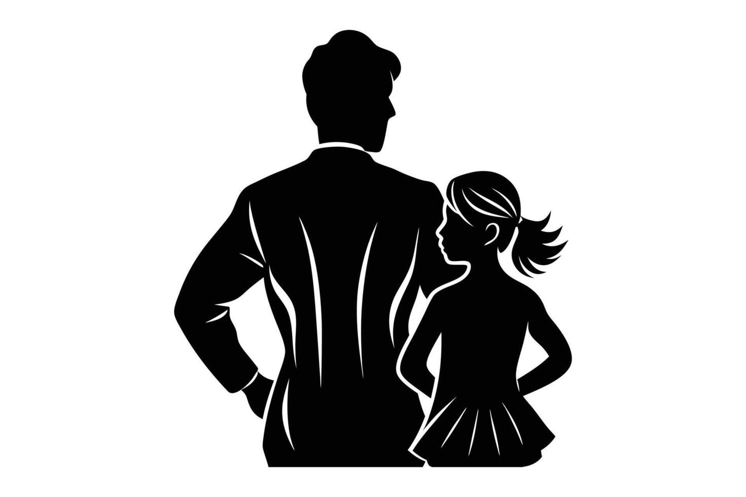 Father daughter silhouette on a white background vector