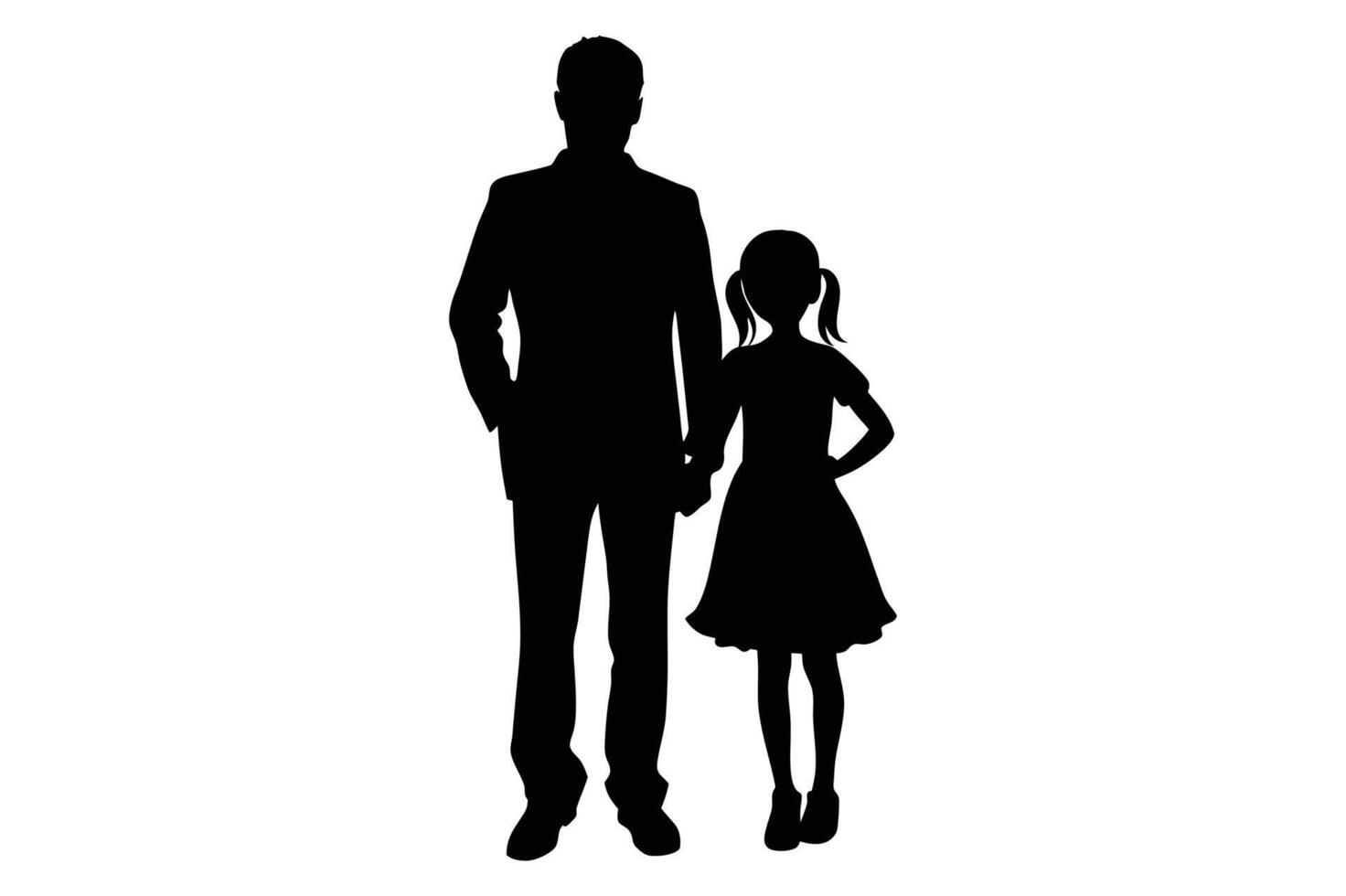 Father daughter silhouette on a white background vector