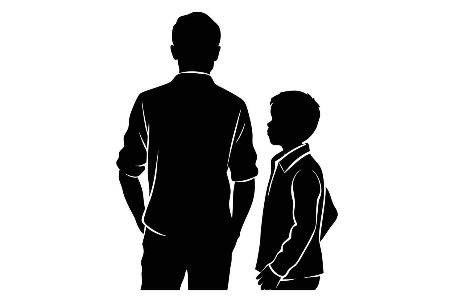 father and son silhouette vector