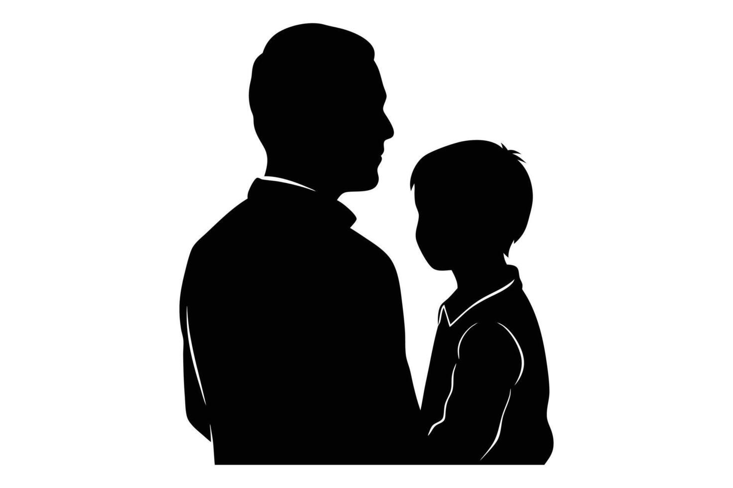 father and son silhouette vector