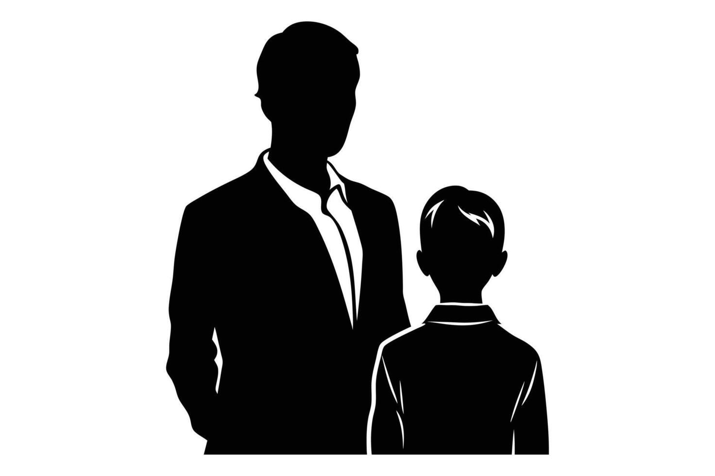 father and son silhouette vector