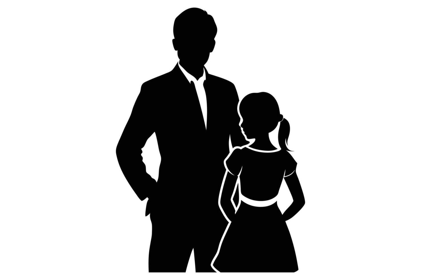 Father daughter silhouette on a white background vector
