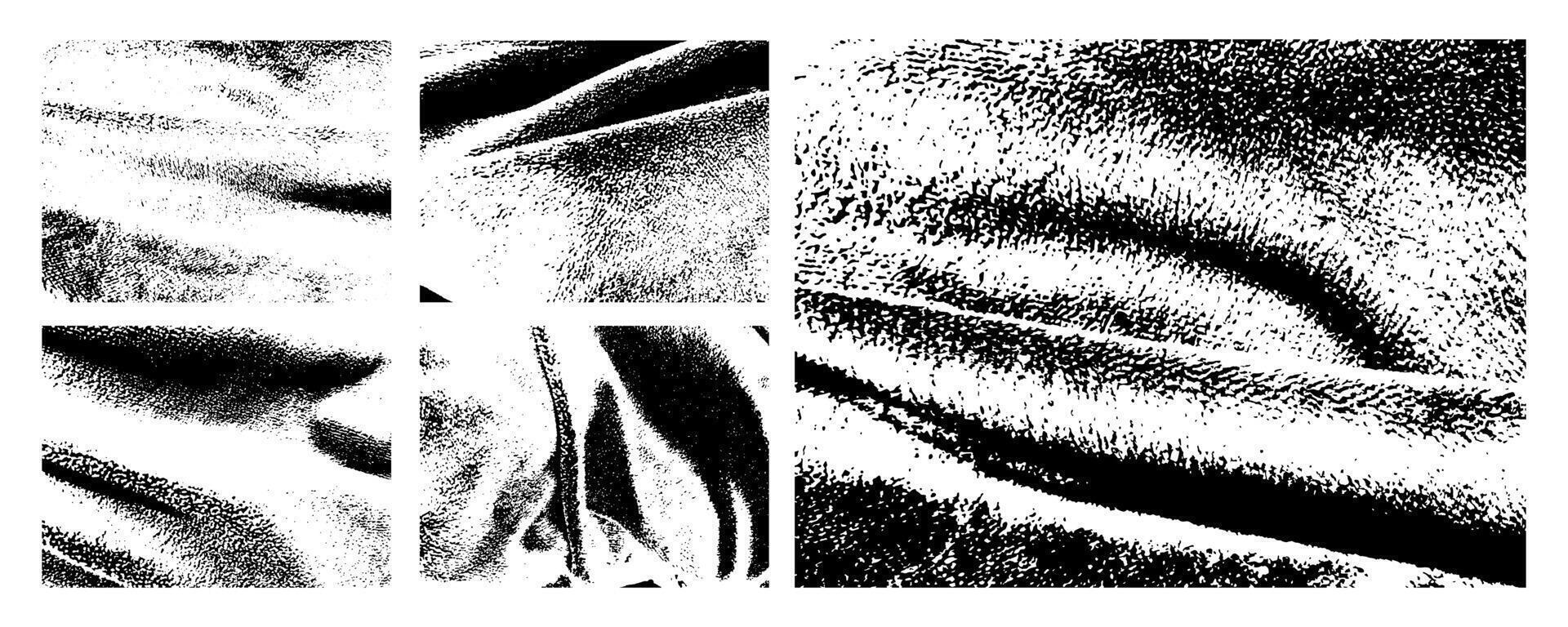 Set of Black Grunge Silhouette of Folded Fabric Texture vector