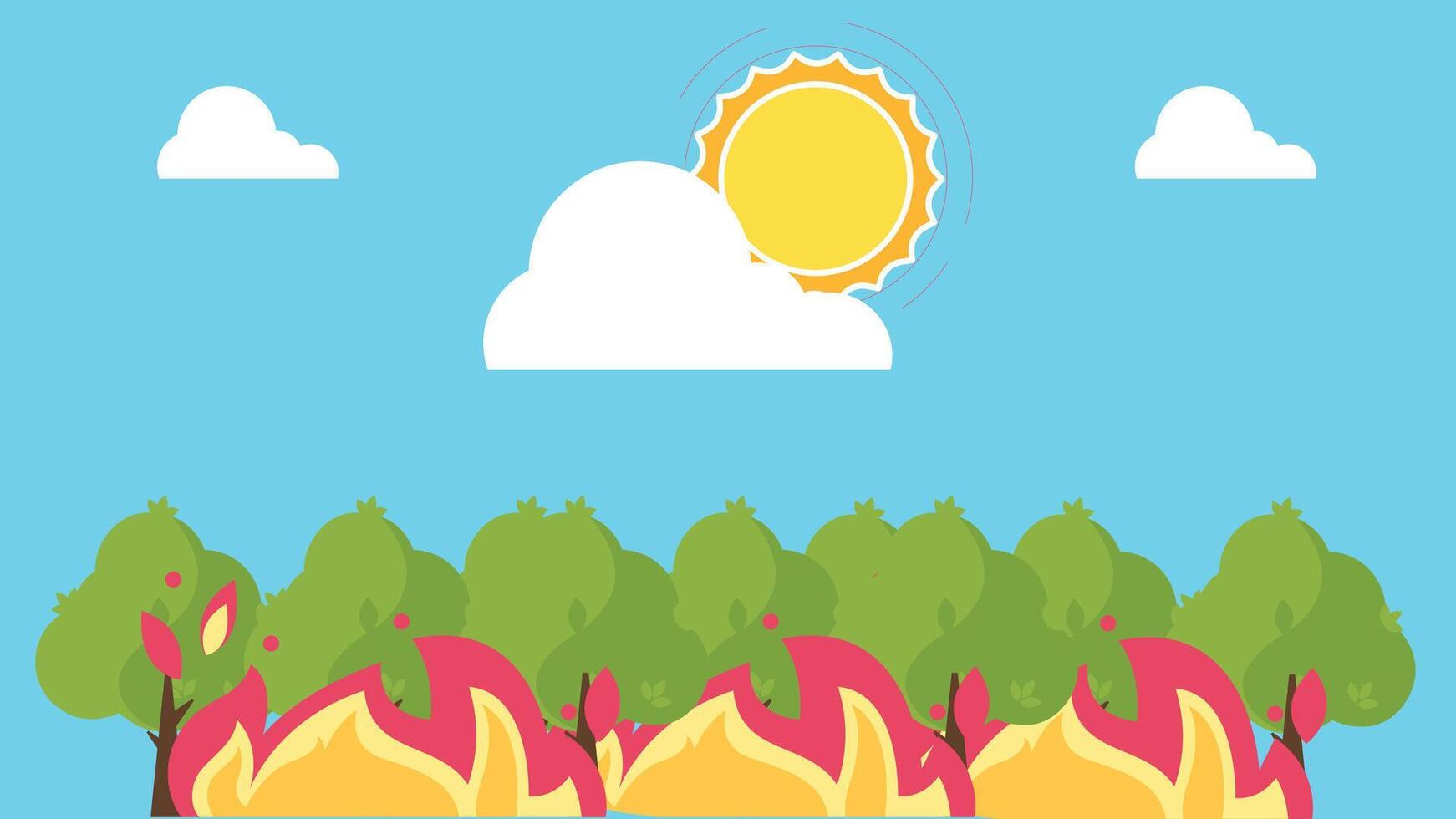 forest fire from dangerous high temperature environment illustration vector