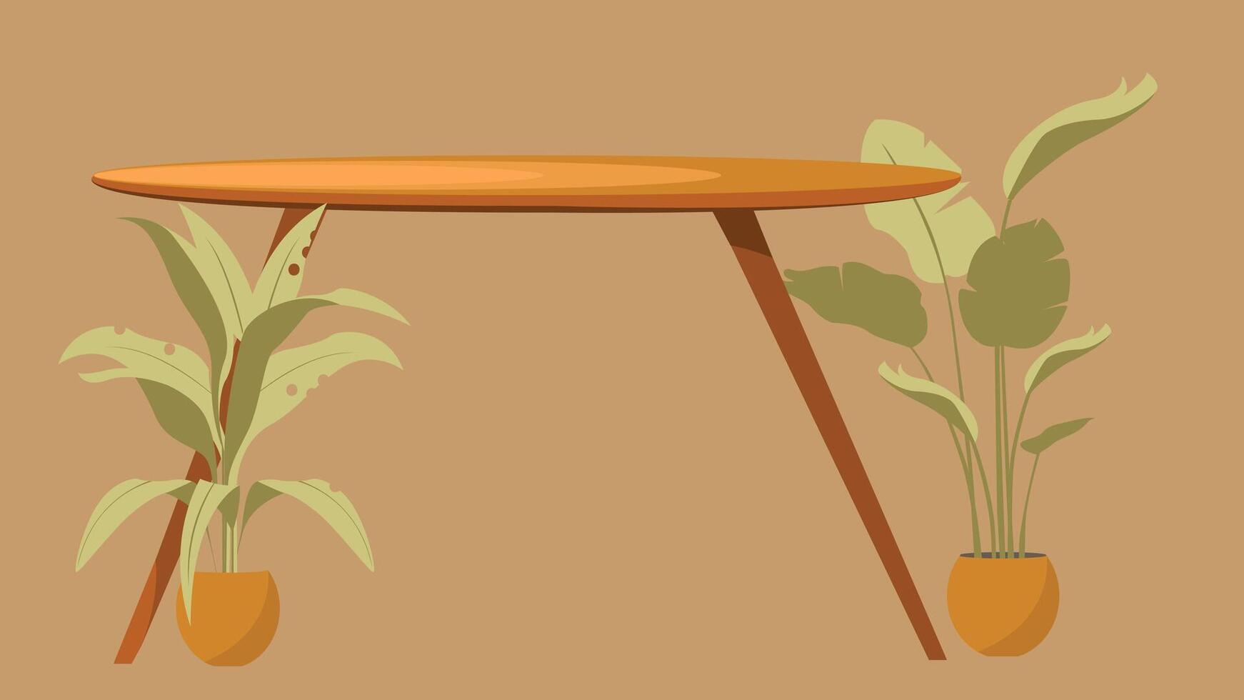 office desk decoration with plants illustration vector