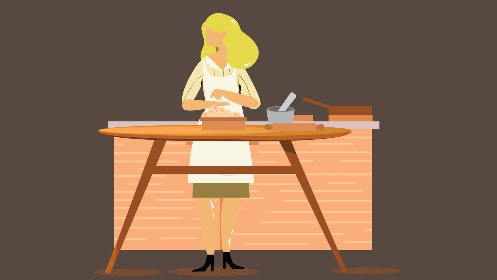 Kitchen interior room with kitchen appliances illustration vector