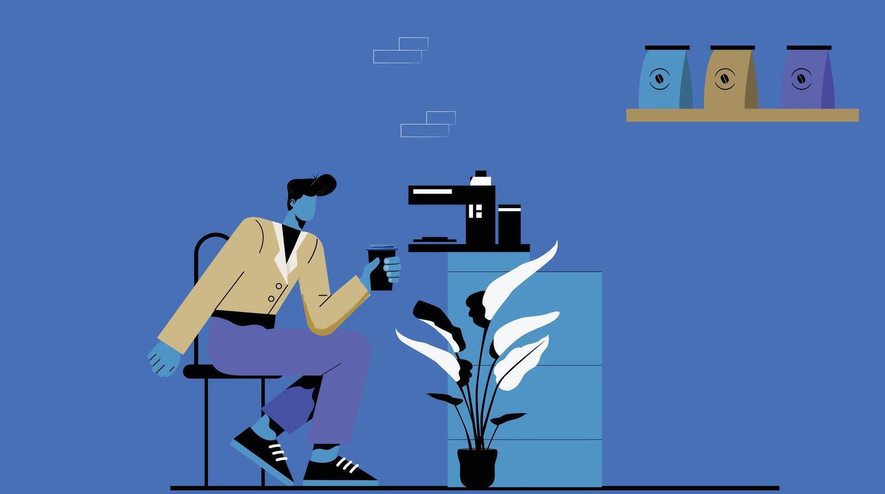 Coffee making machine in a coffee house illustration vector