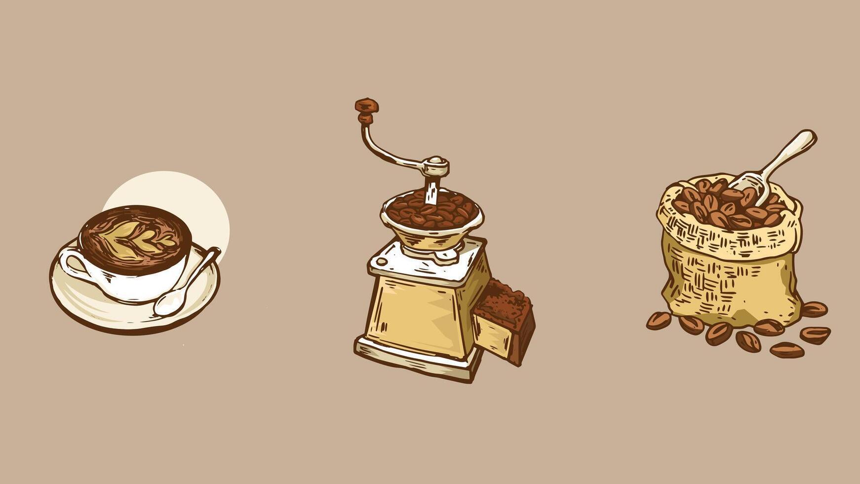 Coffee machines types and drinks illustration elements vector
