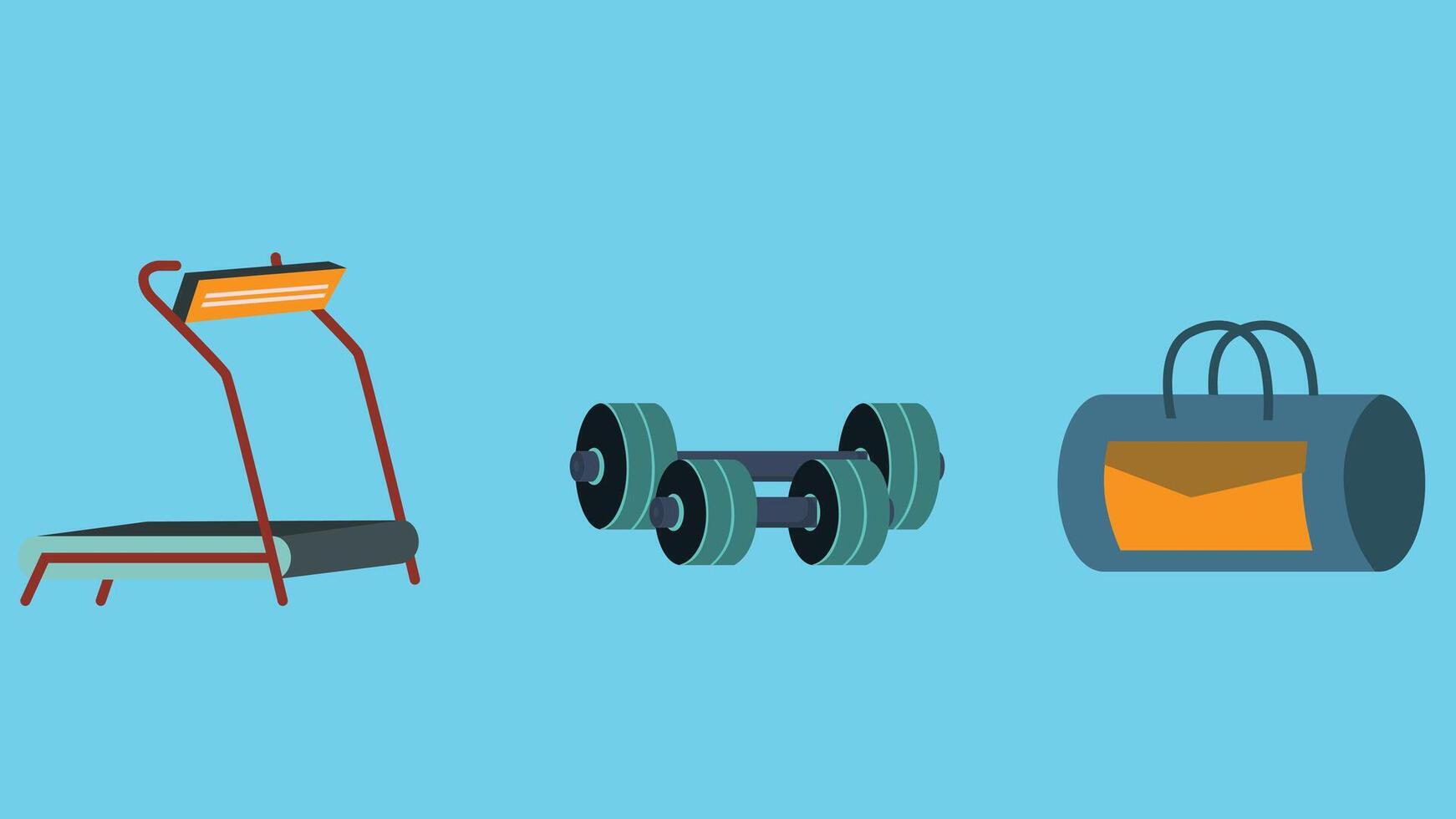 Gym and sports equipment isolated elements illustration vector