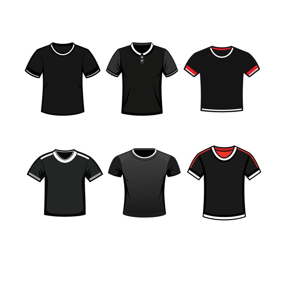 6 set t-shirts template vector
