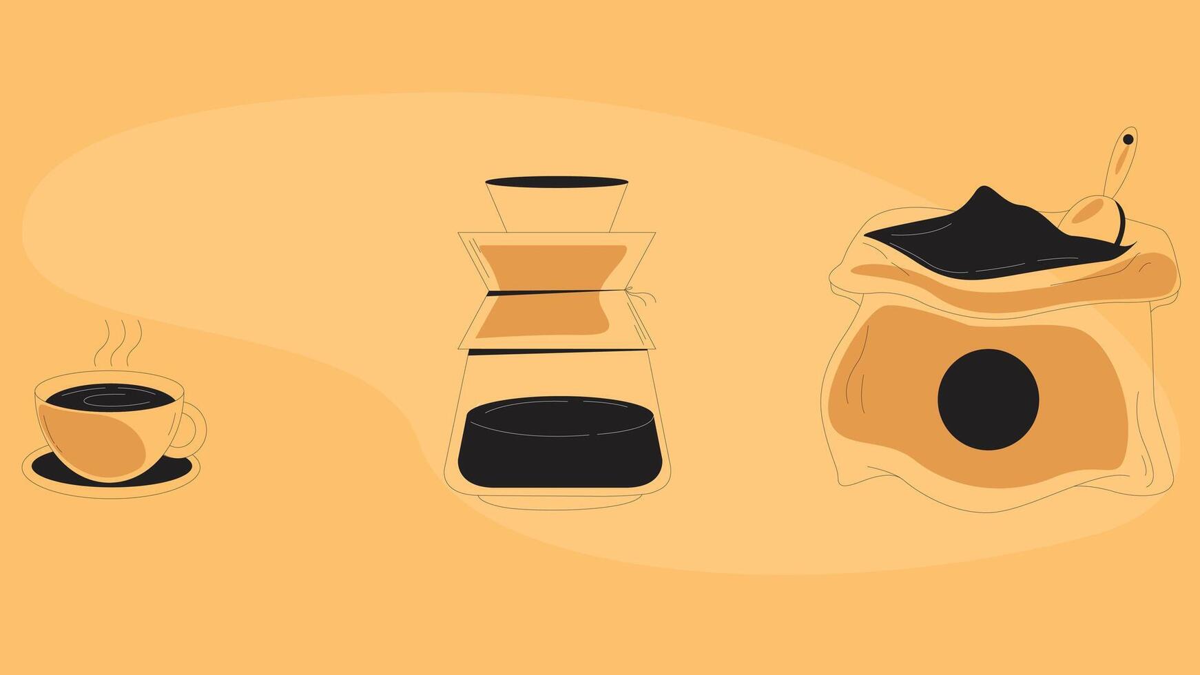 Coffee machines types and drinks illustration elements vector