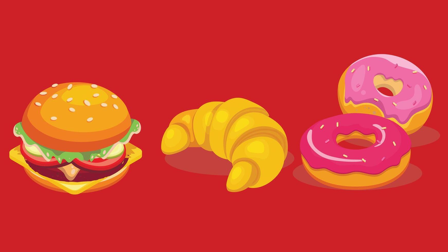 Fast food items isolated elements illustration vector