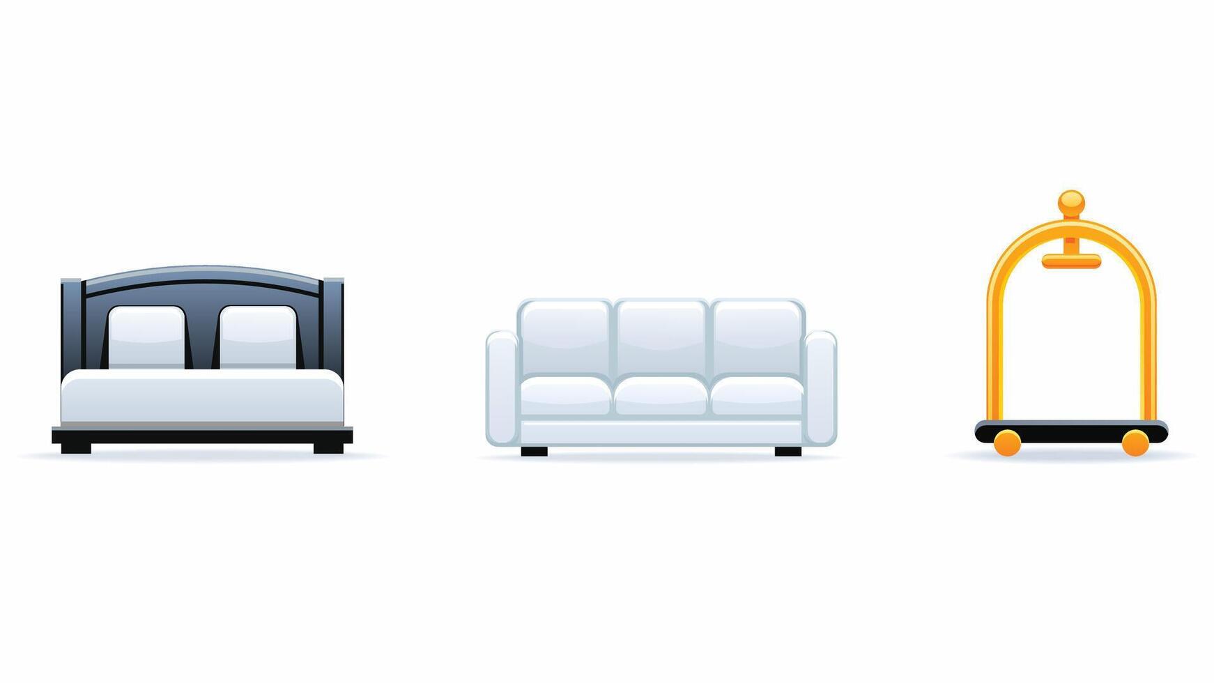 Hotel facilities icons illustrations with isolated white background vector