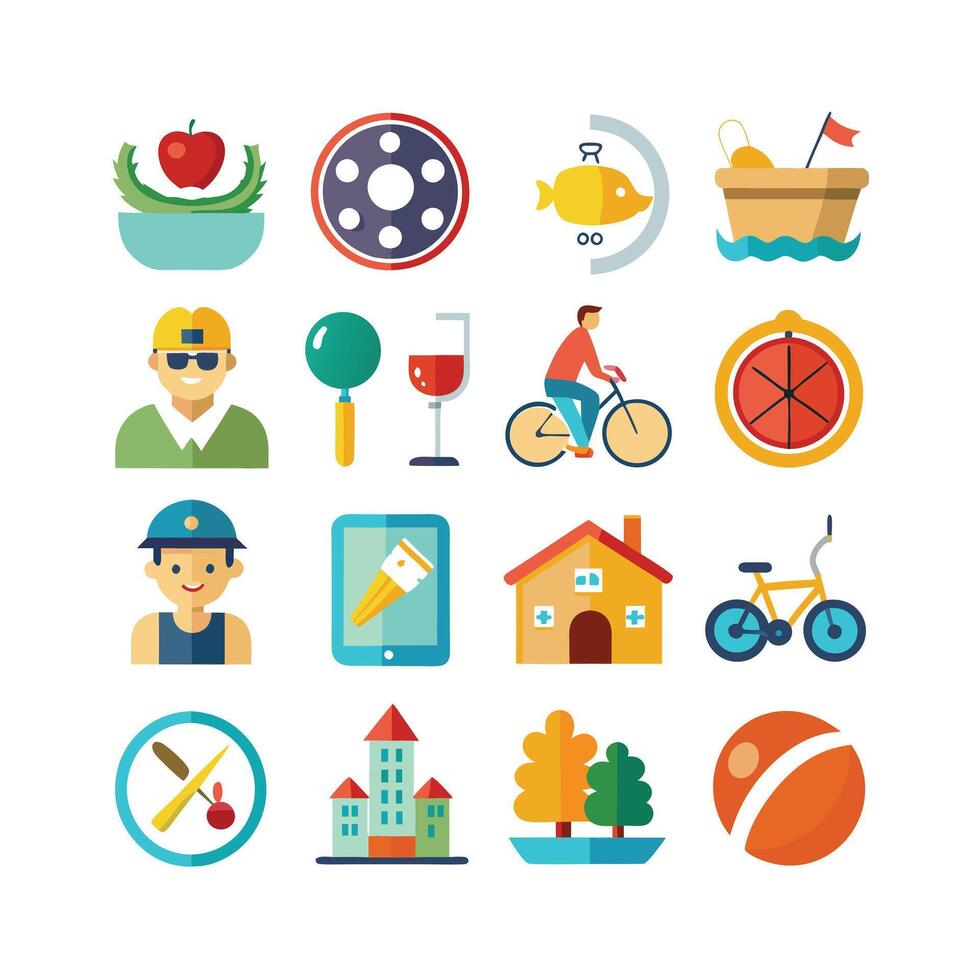 Lifestyle and Leisure Icon Set Collection Illustration vector