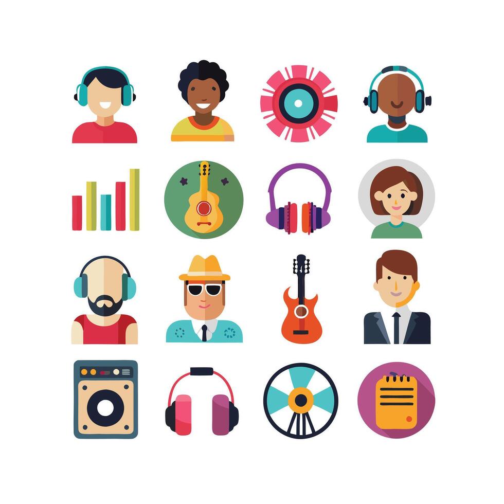 Music and Entertainment Icon Set Collection Illustration vector