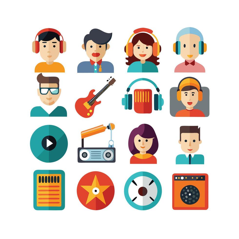 Music and Entertainment Icon Set Collection Illustration vector