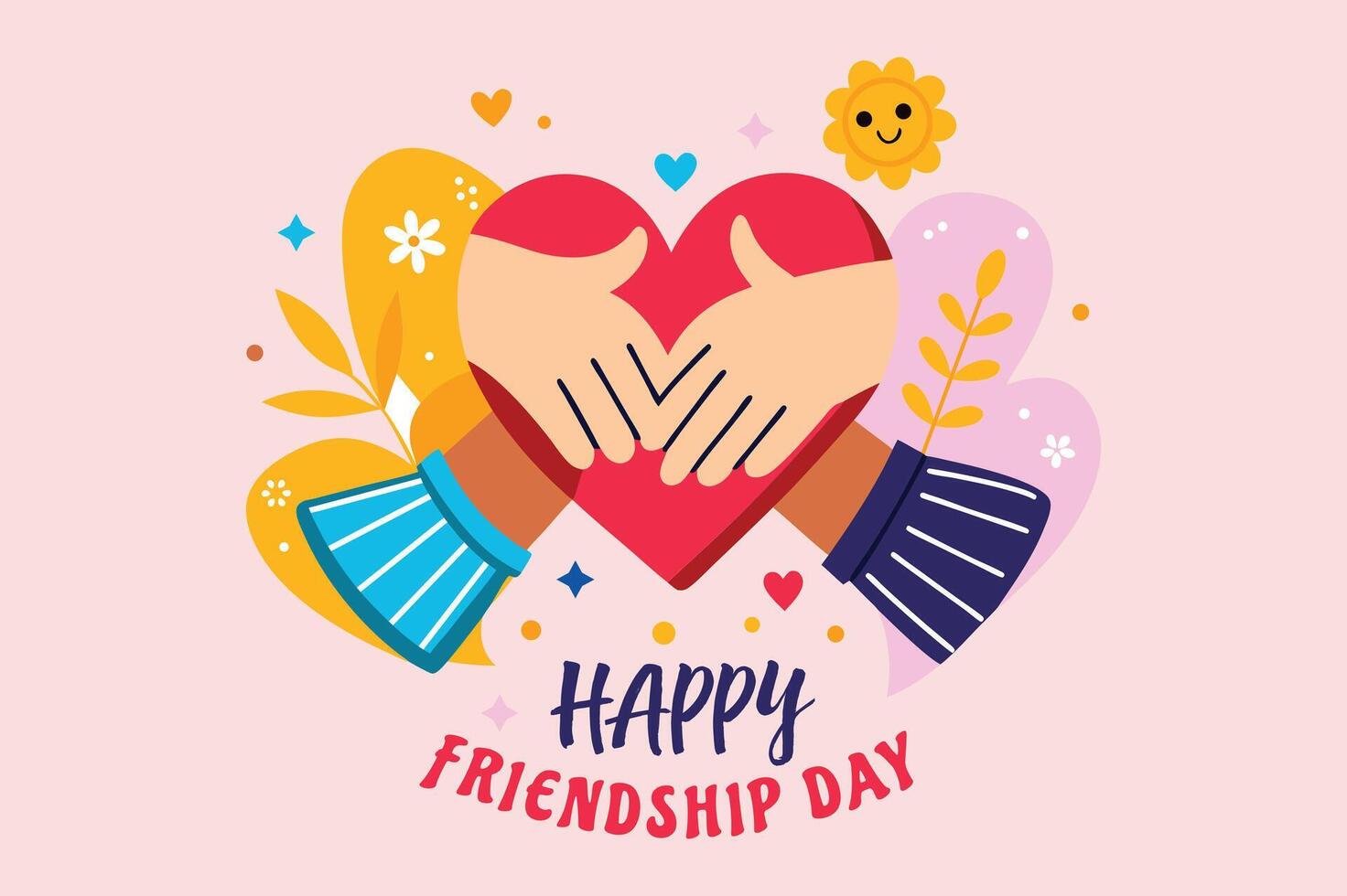 Hand drawn, Flat background, for international, friendship day, celebration, vector