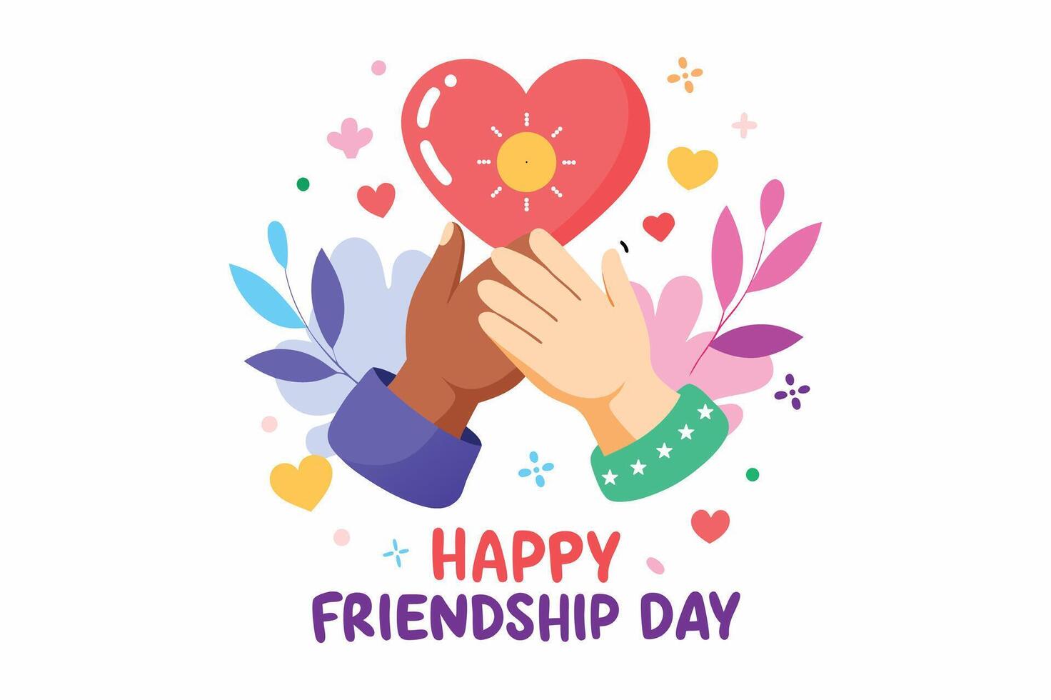 Hand drawn, Flat background, for international, friendship day, celebration, vector