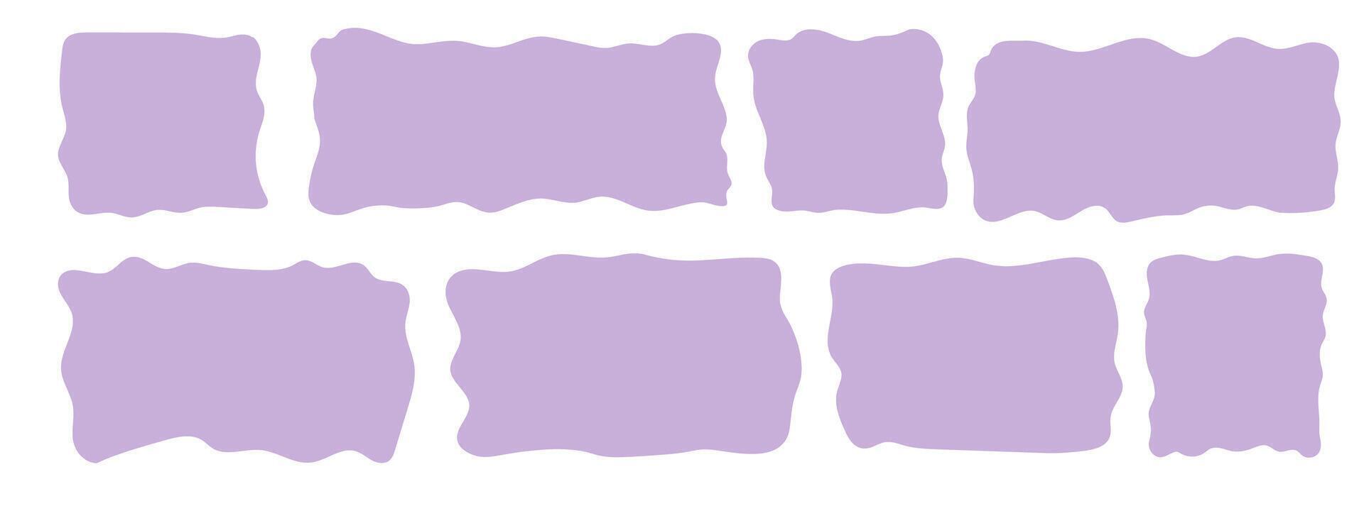 Set rectangle and square paper quote frames, quote text box, empty form with wavy edge. Dilog or title border. Hand drawn speech bubble. vector