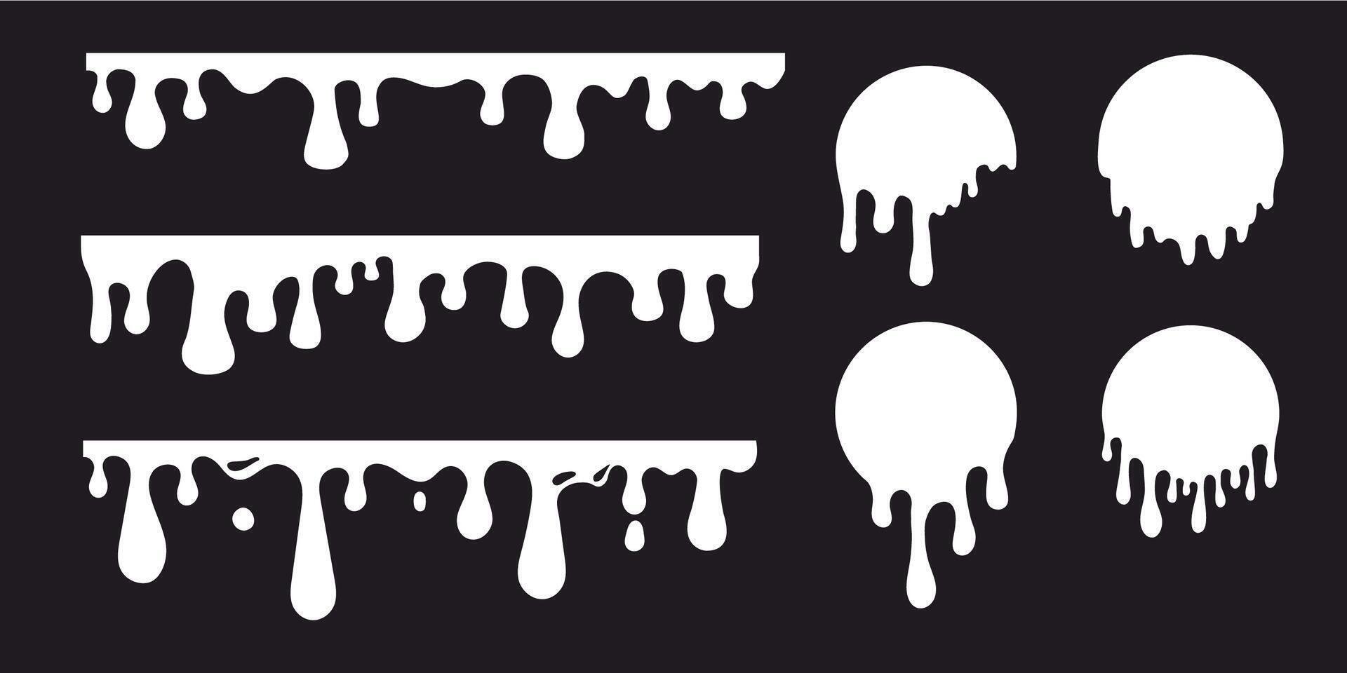 Dripping Paint molten splash, liquid flow abstract shape stain isolated on transparent background. Fluid trickle, border or stencil. vector