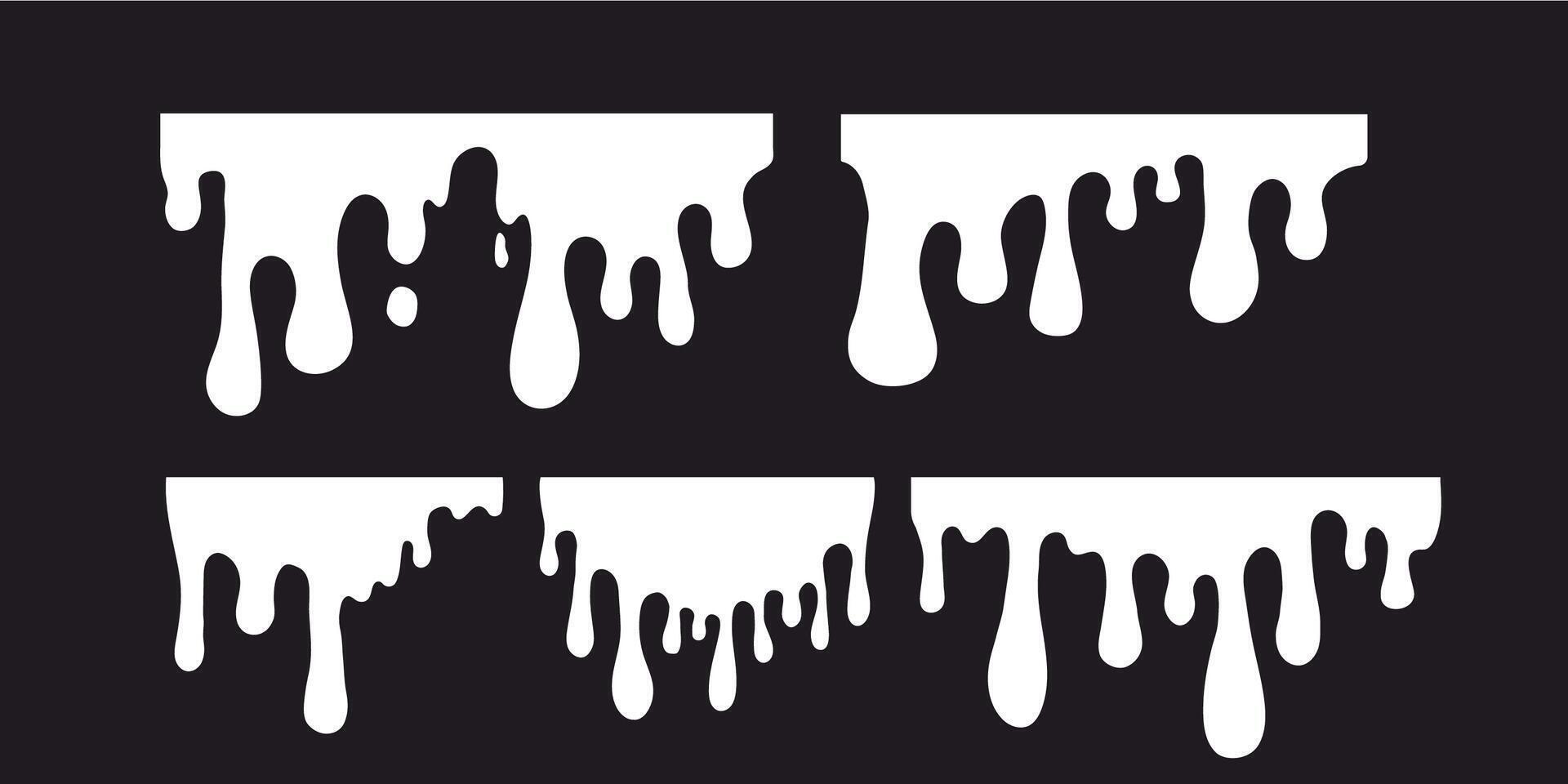 Dripping Paint molten splash, liquid flow abstract shape stain isolated on transparent background. Fluid trickle, border or stencil. vector