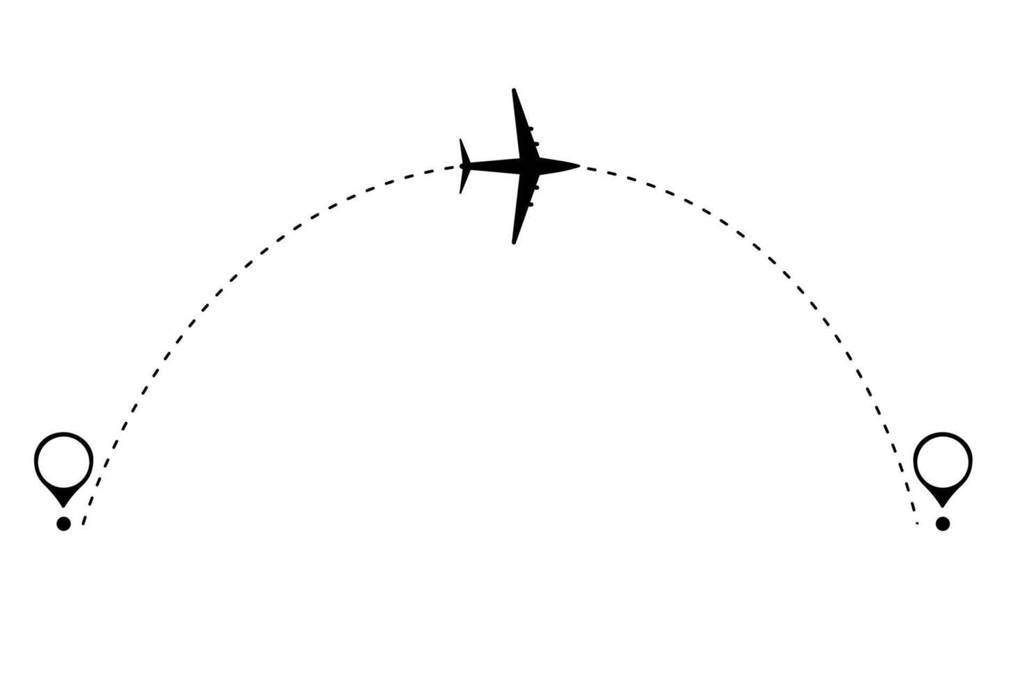 Itinerary dashed trace heart shape, line airplane flight, dotted path, romantic aircraft tracking simple minimal trip isolated on white background. Plan with start point. Tatoo vector
