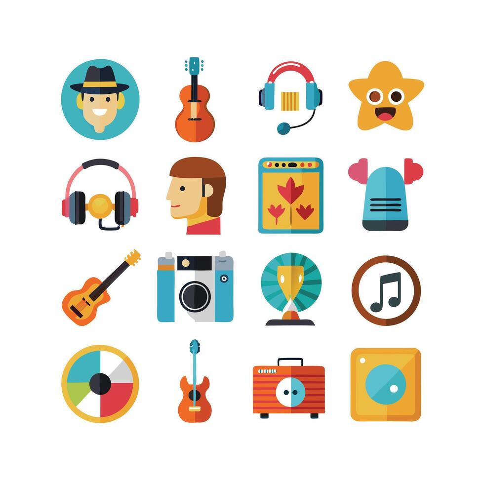 Music and Entertainment Icon Set Collection Illustration vector