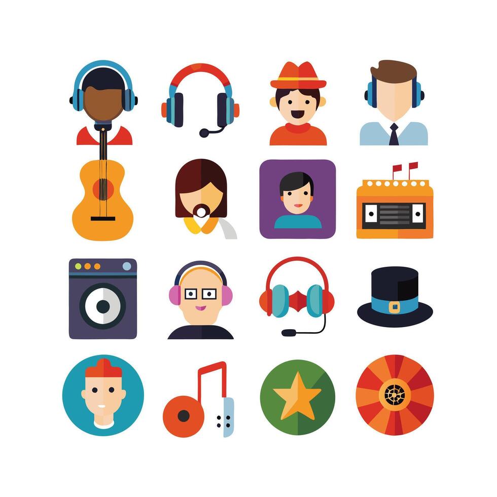 Music and Entertainment Icon Set Collection Illustration vector