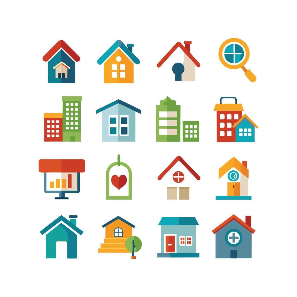 Home and Real Estate Icon Set Collection Illustration vector