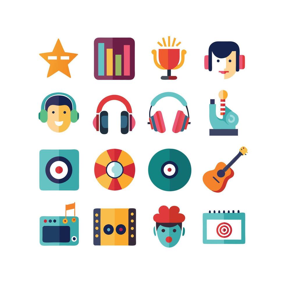 Music and Entertainment Icon Set Collection Illustration vector