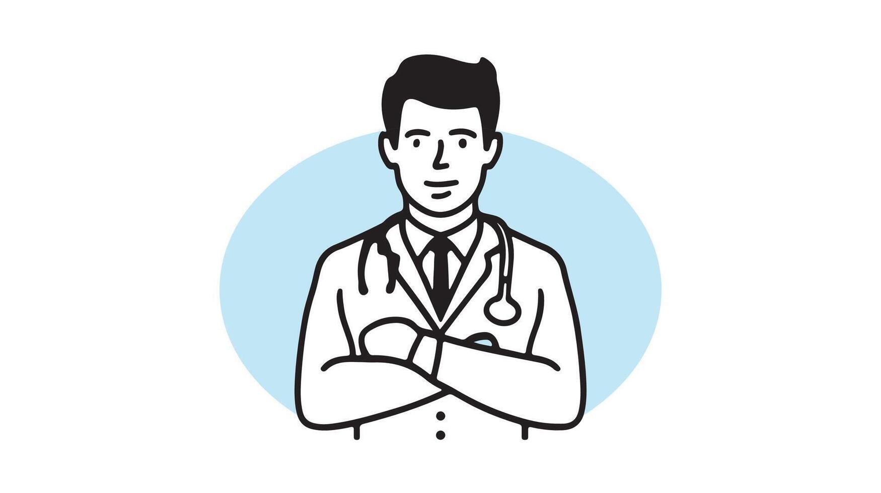 a doctor with his arms crossed in front of him vector