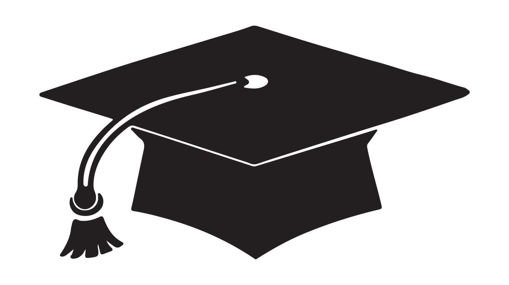 graduation cap icon black silhouette on white background vector