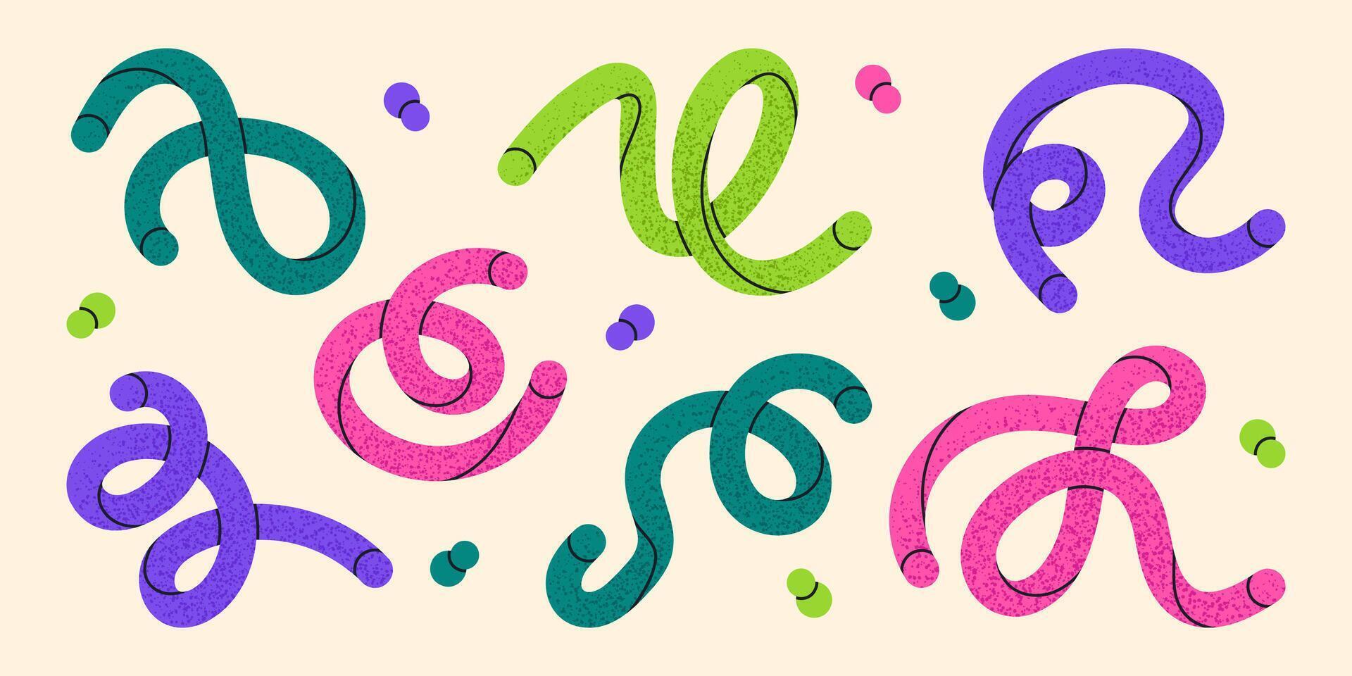 Abstract twisted shapes seamless pattern. Doodle scribble lines endless design, colorful creative minimalist style flat background illustration. Funny scribble shapes pattern vector