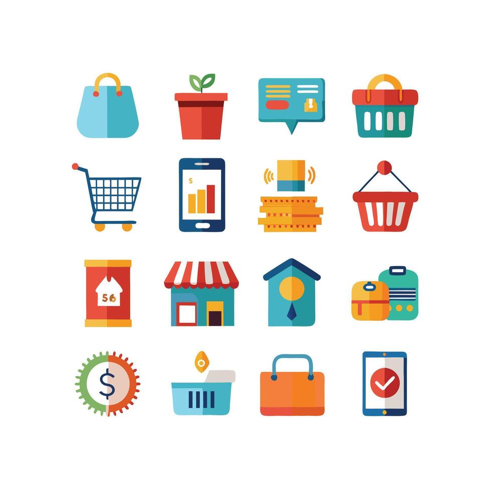 Retail and Shopping Icon Set Collection Illustration vector
