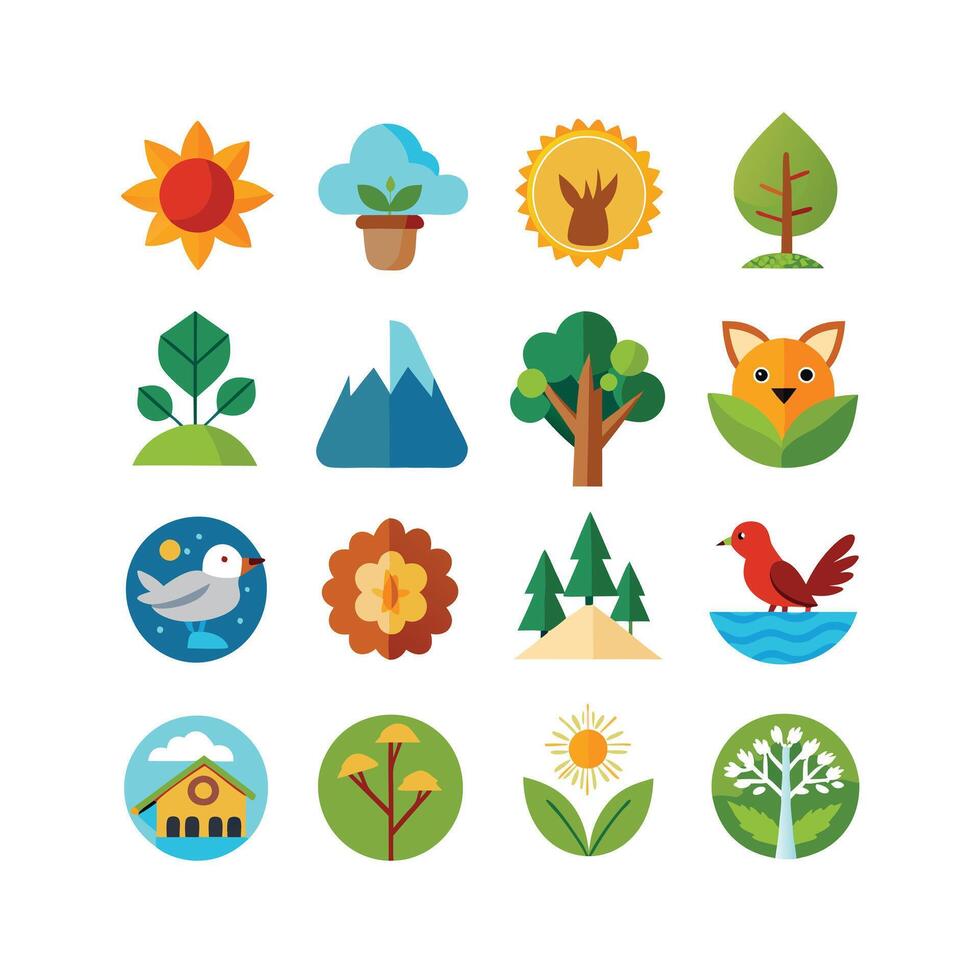 Nature Icon Set Collection Illustration vector
