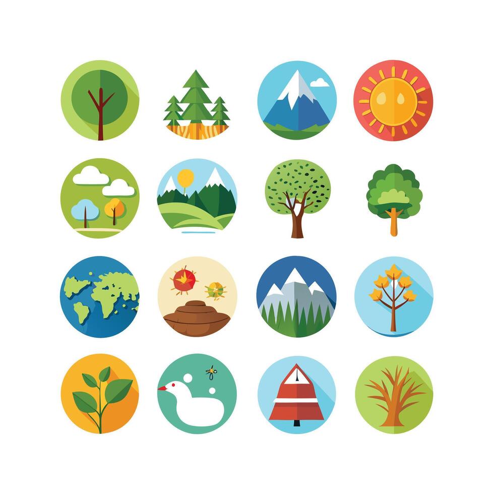 Nature Icon Set Collection Illustration vector