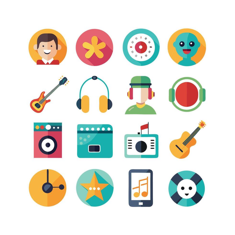 Music and Entertainment Icon Set Collection Illustration vector