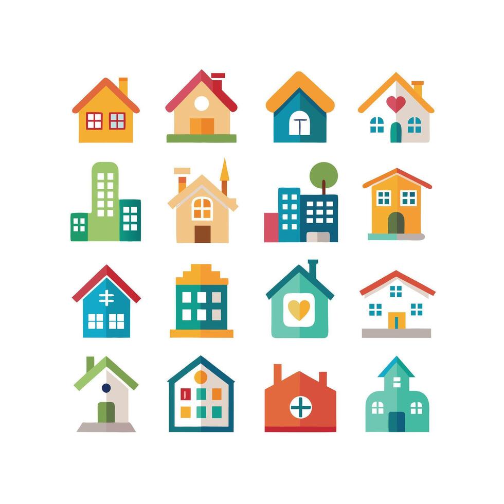 Home and Real Estate Icon Set Collection Illustration vector
