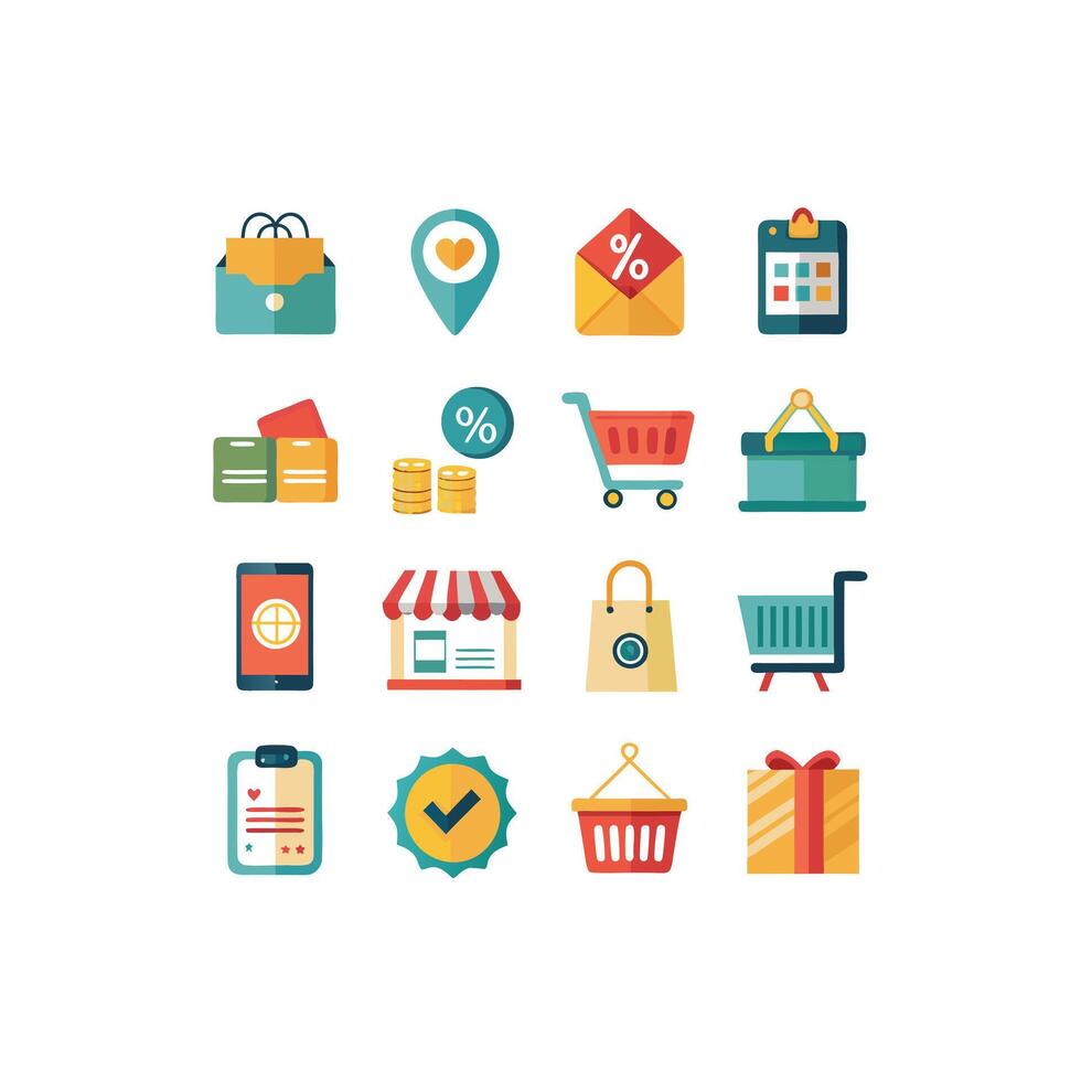 Retail and Shopping Icon Set Collection Illustration vector